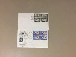 Two US RED CROSS fdc with block of four stamps - Picture 1 of 1