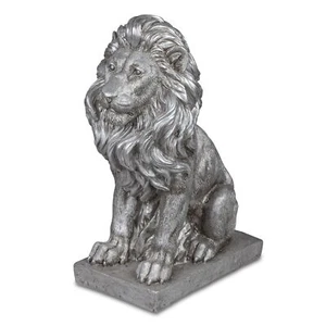Dekofigur Löwe sitzend H. 36cm antik silber aus Kunststein Formano - Bild 1 von 1