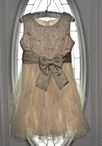 RARE EDITIONS Girls Champagne Dress Size 7 Special Occasion Dance Holiday  - Picture 1 of 5