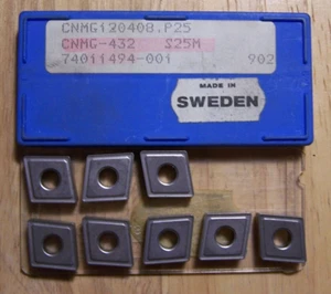 Box of 8 Seco Carbide Inserts CNMG 120408 P25 CNMG 432.S25M - Picture 1 of 4