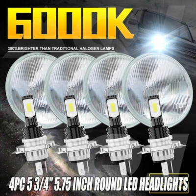 4x 5.75" 5-3/4inch Round LED Headlights Hi-Lo for 1962-1974 Ford Galaxie 500 - Image 1 of 4