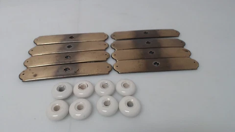 Vintage National Lock Drawer Back Plates & Porcelain knobs H63828-001 Cover