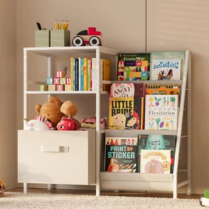 Kids Bookcases Montessori Bookshelf Nursery Book Shelves and Toy Storage with Dr - Picture 1 of 7