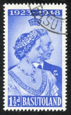 Basutoland 1948 stamp Scott# 39, SG 36, KGVI Silver Wedding, Used - Image 1 of 2