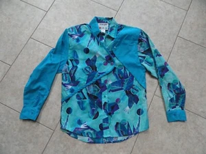 Camisa Western De Colección Wrangler Rodeo Para Mujer M Años 90 Turquesa Púrpura Azul Negro Algodón - Imagen 1 de 4