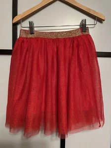 Holiday Time Girls 7/8 Red Sparkly Mesh Tulle Skirt Tutu Valentines Lined - Picture 1 of 4