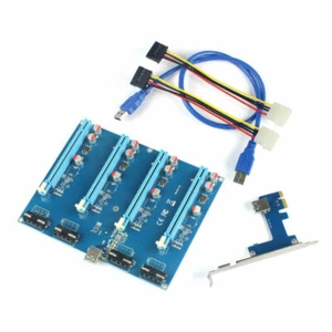 PCI-E Adapter Card 1 to 4 1X to 16X Riser Mining Card Connector for PC Computer - Photo 1/8