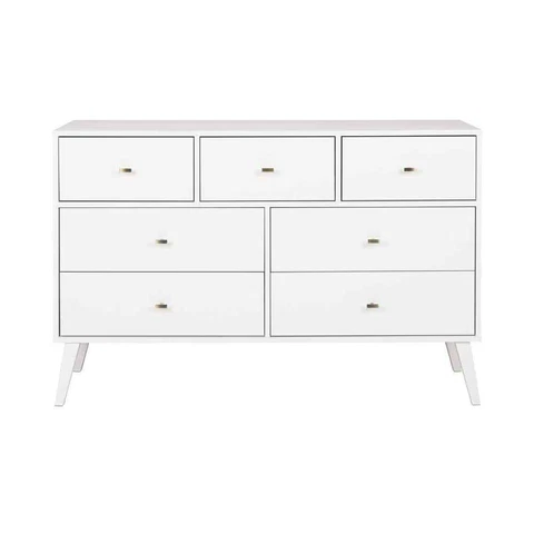 Prepac Modern Dresser 33.75" x 52.5" W/ 7-Drawers Bedroom Storage Pine Finish Cover