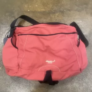 Vintage Eddie Bauer Canvas Duffel Bag Carry On Weekender Travel Messenger Coral - Picture 1 of 9