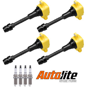 4 Heavy Duty Ignition Coil & Autolite Spark Plug For Nissan Sentra UF351