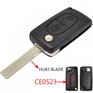 For Citroen C2 C3 Picasso C4 C8 Car Key Shell Case 2 Buttons Remote HU83 CE0523 - Picture 1 of 7
