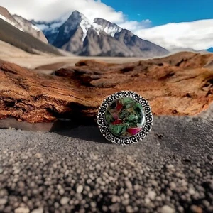 Size 7.5 Copper Ruby Zoisite Gemstone Ring -925 Sterling Silver plated-New ! - Bild 1 von 4