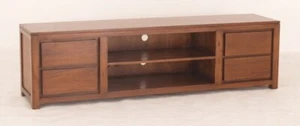 Entertainment Unit 4 Drawer, Timber TV Stand W200, Light Pecan Brown Cabinet. - Picture 1 of 2