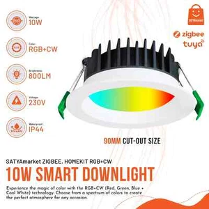 SATYAmarket Zigbee RGB+CW, 10W, Smart Downlight 90mm, 800 Lumens - Picture 1 of 9