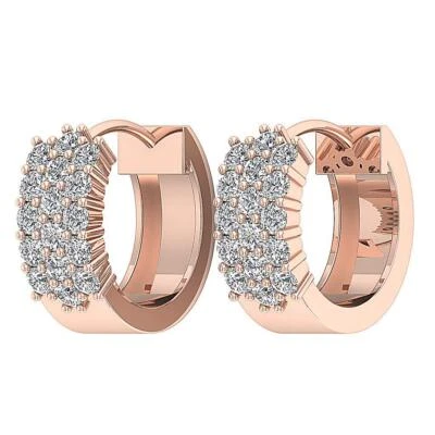VS F Lab Grown Diamond 0.90 Ct 10K Rose Gold Hoops Earrings For Women Prong Set - Image 1 of 4