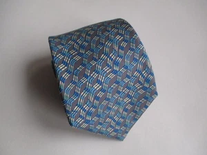 Men's Ungaro Italy Made Gray Blue Silk Neck Tie Classic Length 58" - Picture 1 of 5