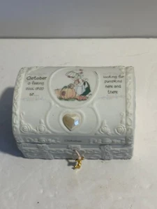 De Colección 1995 Enesco Precious Moments Cumpleaños Esperanza Pecho Baratija Caja Octubre - Imagen 1 de 10