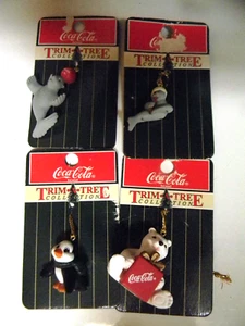 4 Coca Cola Trim a Tree Collection Miniature Ornaments (bear, penguin, seals) - Picture 1 of 5