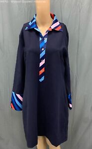 Ck Bradley Women Muulticolor Long Sleeve 1/2 Button Down Shirt Dress - Size XL