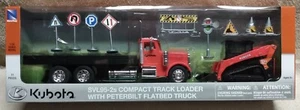 New Ray ~ Kubota SVL95-2s Compact Track Loader w/ Peterbilt Flatbed Truck ~ 1:32 - Picture 1 of 12