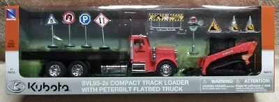 New Ray ~ Kubota SVL95-2s Compact Track Loader w/ Peterbilt Flatbed Truck ~ 1:32 - Image 1 of 4