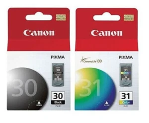 Set Genuine Factory Sealed Canon 30 Black & 31 Color Ink Cartridges - Photo 1/1