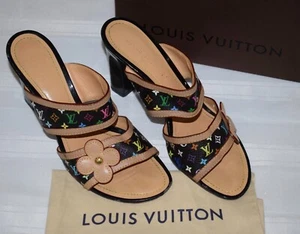 Louis Vuitton Multicolor Murakami Double Strap Monogram 39.5 Heels Sandals 3 HS6 - Picture 1 of 12