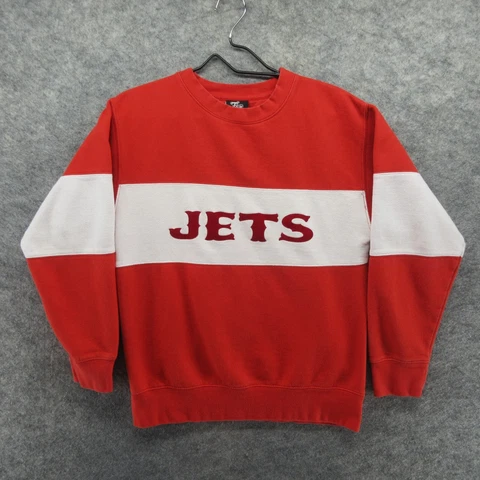 New York Jets Sweatshirt Mens Small Red Fan Cloth NFL Football Pullover Sweater Cover