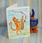 Card: "Mungo Jerrycan" #PeterBrighouseIllustrator #saxophone #jazz #cats