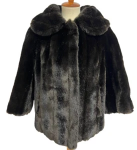 Vintage 60s Kallick's women's Mink Brown faux Fur jacket Cape with pockets - Picture 1 of 13
