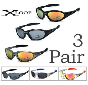 3 Pairs X-Loop Mens Sport Cycling Fishing Golfing Running Wrap Around Sunglasses - Picture 1 of 10