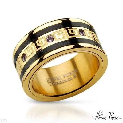 ANILLO DE TITANIO NEGRO ORO ZAFIRO ROSA MEZCLA GENUINO NUEVO FIRMADO POR EL DISEÑADOR TALLA 9 Foto 1 de 2