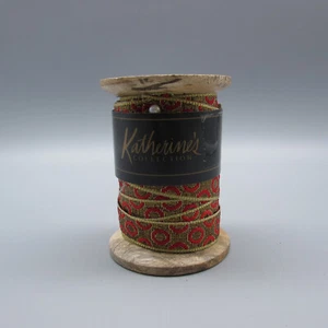 Katherines Collection Red & Gold Holiday Ribbon - One Spool 5/8" x 5yd - Picture 1 of 3