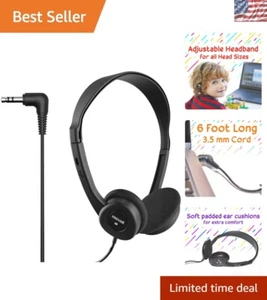 Lightweight Wired Stereo Headphones - Noise Isolation with Padded Ear Cushions - Picture 1 of 9
