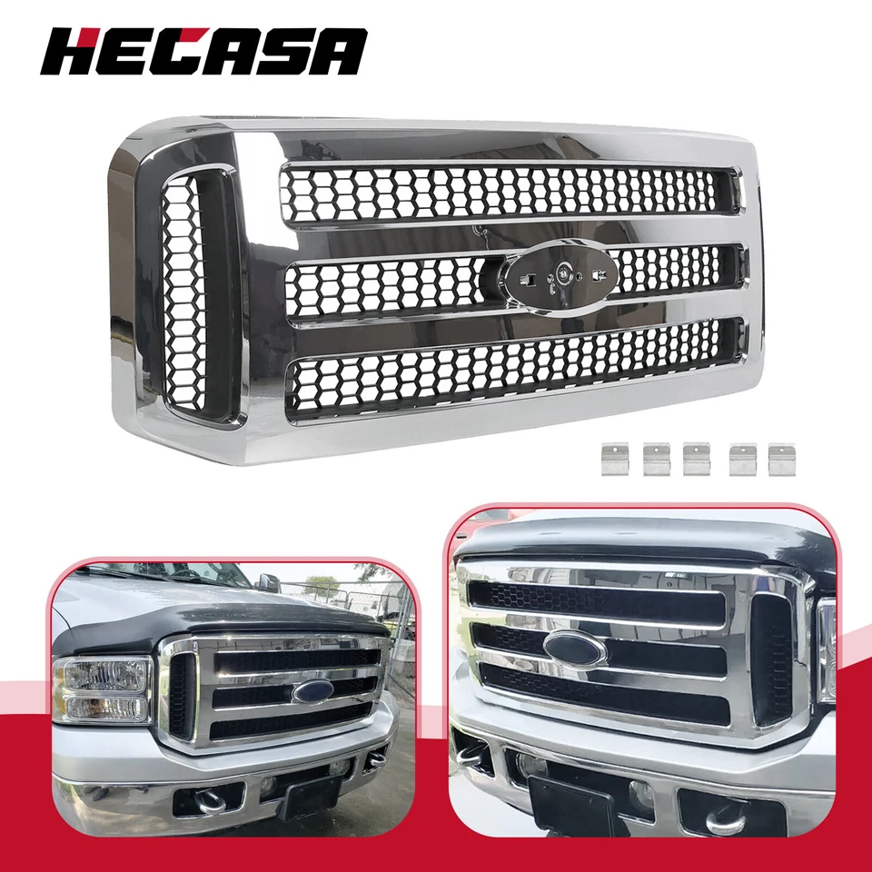 Chrome Grille For Ford 2005 2006 2007 Super Duty F-250 F-350 Conversion Grill - Image 1 of 4