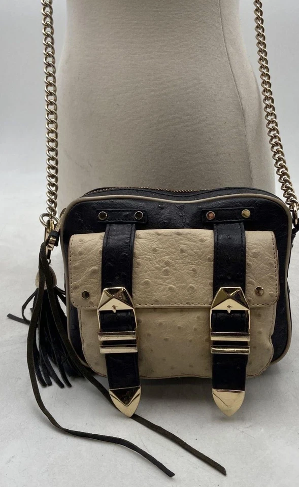 Bolso Bandolera Rebecca Minkoff Cuero Repujado Hebilla Dorada Cadena Foto 1 de 4