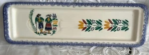 Vintage Quimper CPC Spoon Rest 10 3/4" Length Flowers + People France - Picture 1 of 4