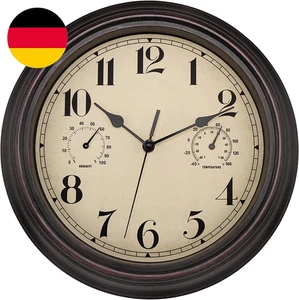 Foxtop Innen Draussen Wetterfeste Wanduhr Mit Temperaturanzeige Und Hygrometer,  - Bild 1 von 12