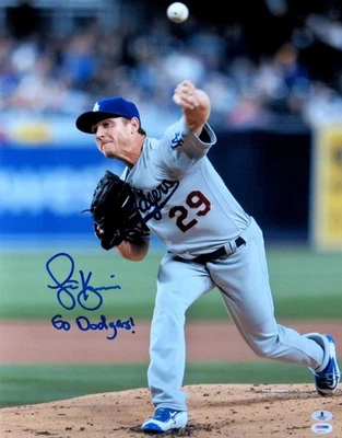 Foto autografiada firmada por Scott Kazmir 16X20 inscrita "¡Go Dodgers!" Beckett Foto 1 de 2