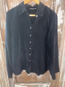 Kate Hill schwarze Seidenbluse mit Knopfleiste Größe 16W - Bild 1 von 12