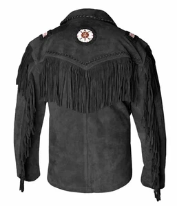 Echte Wildleder Leder Cowboy Jacke - Western Fransen & Perlen Indianer - Bild 1 von 4