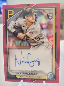 2024 Bowman Chrome Rookie Red Auto #3/5 - Nick Gonzalez RC - Picture 1 of 2