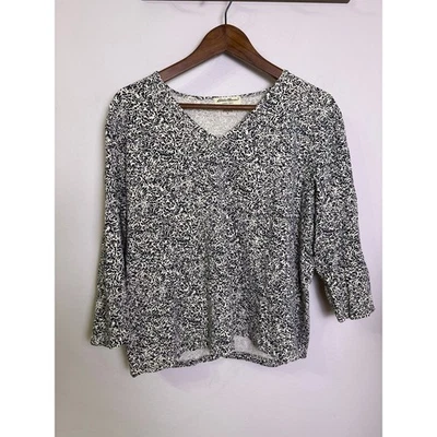 Top para mujer Eddie Bauer XL azul blanco estampado floral manga 3/4 algodón Foto 1 de 4