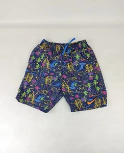 Nike Gray Sea Life Print Mesh-Lined Swim Fish Shark Shorts Pockets Boys Youth S - Picture 1 of 8