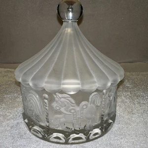 VTG GOEBEL Lead-Crystal CAROUSEL Circus ANIMALS Satin Tent Covered Candy Dish - Picture 1 of 14