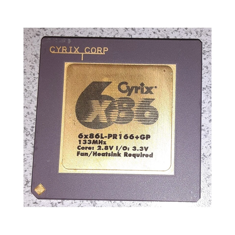 Via 6x86L-PR166+GP Socket 7, 166MHz CPU. Core: 2.8v. I/O: 3.3v. Cyrix 6x86L-PR16 - Image 1 of 1