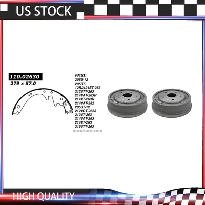 Kit de tambores de freno trasero y zapatas de freno para Ford Bronco 1985-1986 Foto 1 de 4