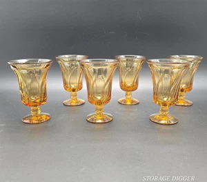 VTG Fostoria Jamestown 12oz Amber Footed Ice Tea Water Goblets 6" Tall -Set of 6 - Picture 1 of 10