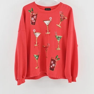 State of Mine Womens Cocktail Sequin Sweatshirt Size XXL Christmas Holiday Party - Изображение 1 из 4