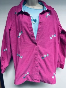 Quacker Factory Womens 1X VTG Pink Corduroy Button Up Shirt and Matching T Shirt - Picture 1 of 16
